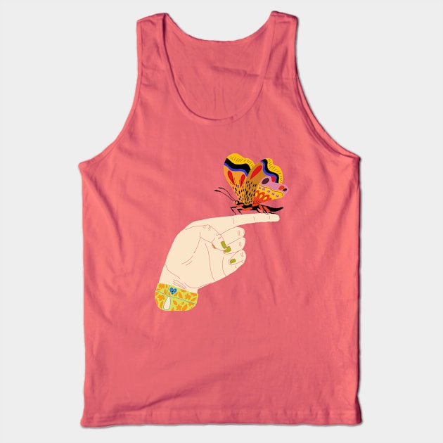 Butterfly on a finger Tank Top by ezrawsmith